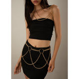 Punk women's hollow metal tassel chest chain U-shaped cross sexy French waist chain - V.I.P Digital Presence
