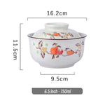 6.5 inch instant noodles bowl with cover bento box student underglaze color ceramic suit Lamian Noodles bowl canteen tableware - V.I.P Digital Presence