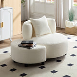 Modern Chair, Single Teddy Fabric Sofa Chair with Ottoman Foot Rest Comfy chair for Living Room Bedroom and Office,Beige - V.I.P Digital Presence