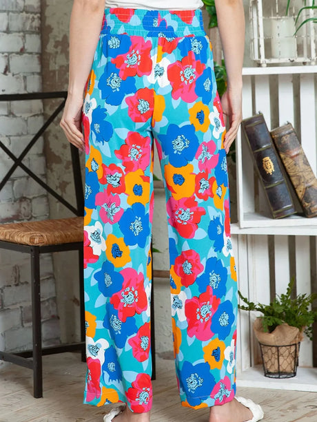 Personalized floral print high waisted straight leg pants for women - V.I.P Digital Presence