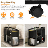 Stylish mobile desk with lockable wheels,bedside table with 5mm thick grooved tempered glass and gold round bars ，black - V.I.P Digital Presence