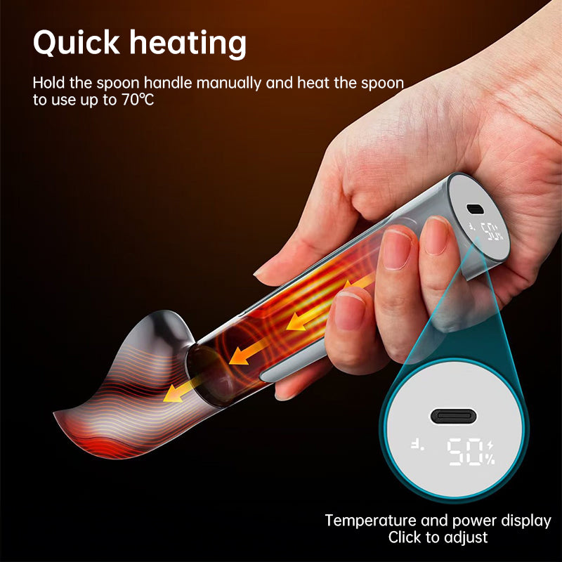 Rechargeable Heated Scoop: Adjustable Temp, Rapid Heat for Ice Cream & More - V.I.P Digital Presence