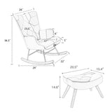 Rocking Chair with ottoman, Mid Century Fabric Rocker Chair with Wood Legs and Patchwork Linen for Livingroom Bedroom - V.I.P Digital Presence