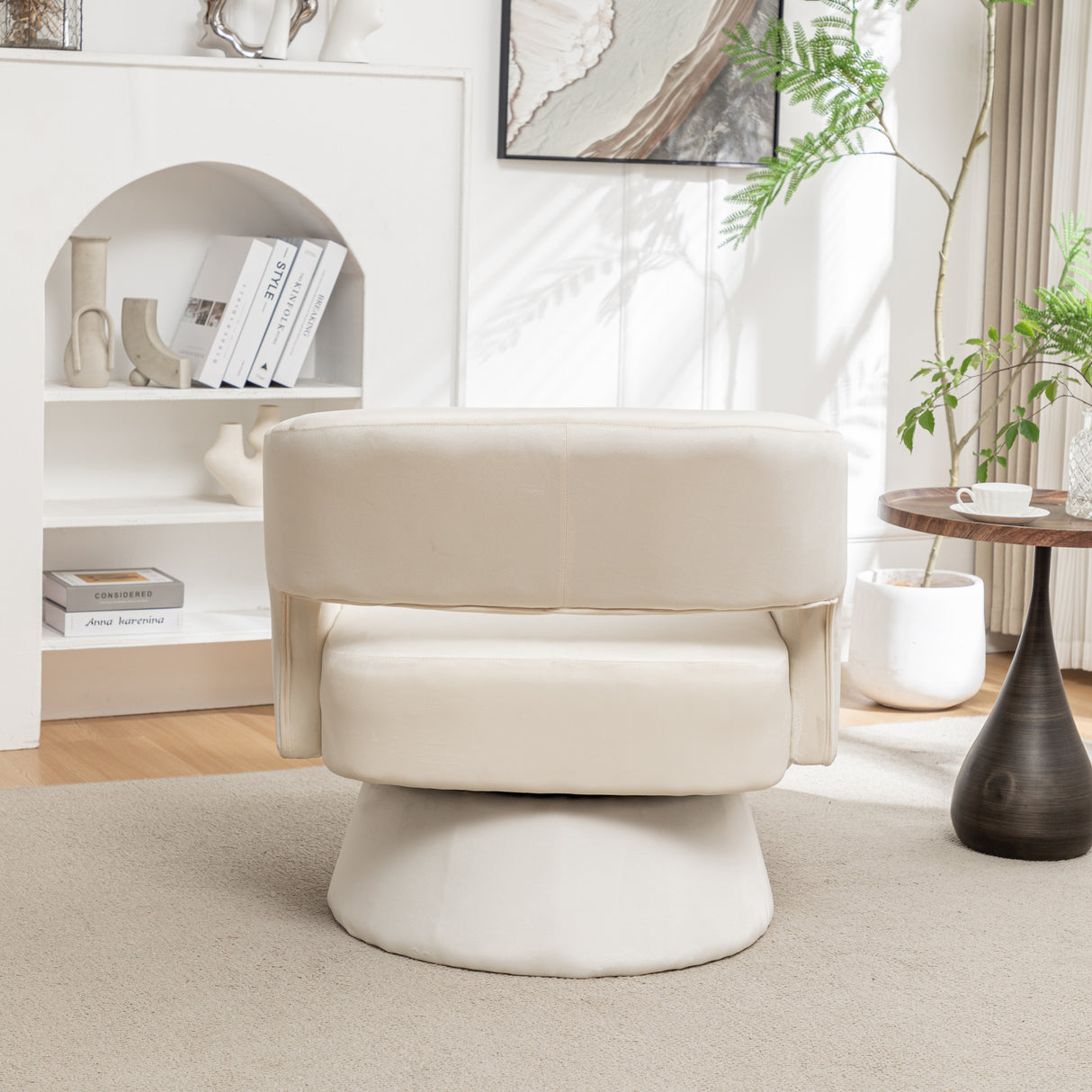 Swivel Barrel Chair, Velvet Accent Armchair 360 Degree Swivel Club Chair for Living Room Bedroom Reception Room - V.I.P Digital Presence