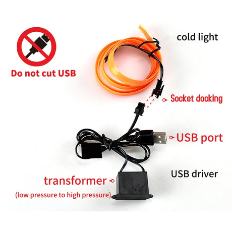 5m car interior accessories atmosphere lamp colorful cold light line with USB DIY Decorative Dash board Console Door LED Light - V.I.P Digital Presence