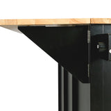 Kitchen trolley with rubber wood leaf countertop, 5-wheel kitchen island, storage cabinet and 3 dining drawers, black - V.I.P Digital Presence