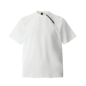 Zipper Design Heavyweight Short Sleeve T-Shirt Men's Loose Round Neck Half Sleeve Tee - V.I.P Digital Presence