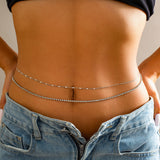 Versatile double-layer simple thin chain claw chain body chain fashionable beach rhinestone sexy waist chain - V.I.P Digital Presence