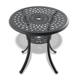 Ø30.71-inch Cast Aluminum Patio Dining Table With Black Frame and Umbrella Hole - V.I.P Digital Presence