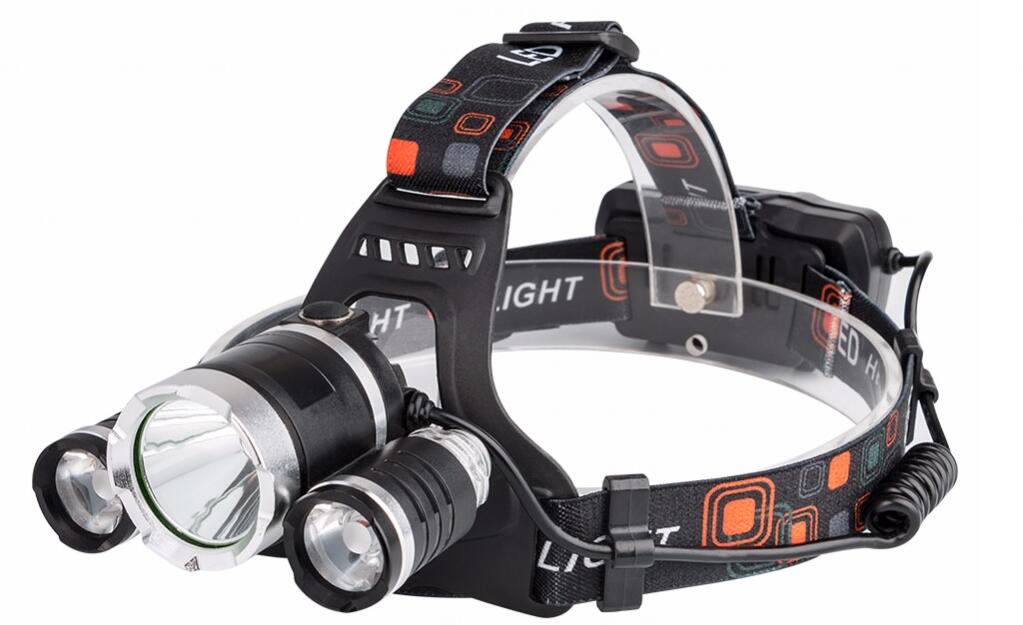 Linterna frontal XML T6 de 12000 lúmenes con 3 LED, 4 modos, 2 baterías 18650 y cargador USB 