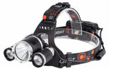 Linterna frontal XML T6 de 12000 lúmenes con 3 LED, 4 modos, 2 baterías 18650 y cargador USB 