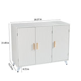 ideboard with wavy texture buffet cabinet, white accent cabinet with door, modern bookcase for kitchen living room - V.I.P Digital Presence