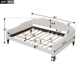 Full Size Upholstered Tufted Daybed Beige - V.I.P Digital Presence