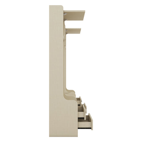 Four in one detachable hall tree with drawers and cabinets, 7 hooks, multifunctional corridor hangers, antique beige shoe stools - V.I.P Digital Presence
