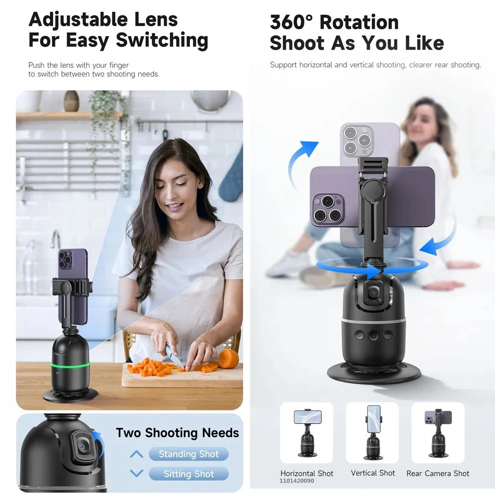 P03  AI Smart Gimbal 360° Auto Face Tracking Gimbal All-in-one Rotation For Smartphone video Vlog Stabilizer Phone Holder - V.I.P Digital Presence
