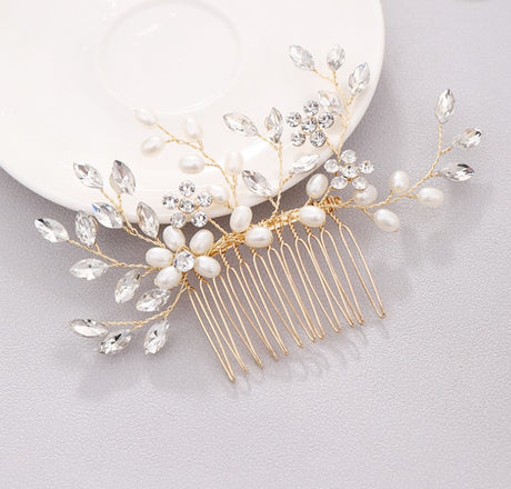 Pearl hair comb headdress Hand-woven crystal comb hair accessories - V.I.P Digital Presence