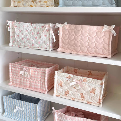 1pc Square Storage Basket: Desktop Organizer, Korean Quilted Design, Cute Storage Frame for Home Decor - V.I.P Digital Presence