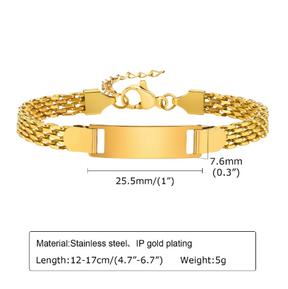 Stainless Steel Titanium Snake Chain Women's Bent Plate Bracelet, Children's Engravable DIY Bracelet with Custom Notes 01-24 - V.I.P Digital Presence
