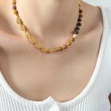 Agate bead chain design with titanium steel gold-plated necklace - V.I.P Digital Presence