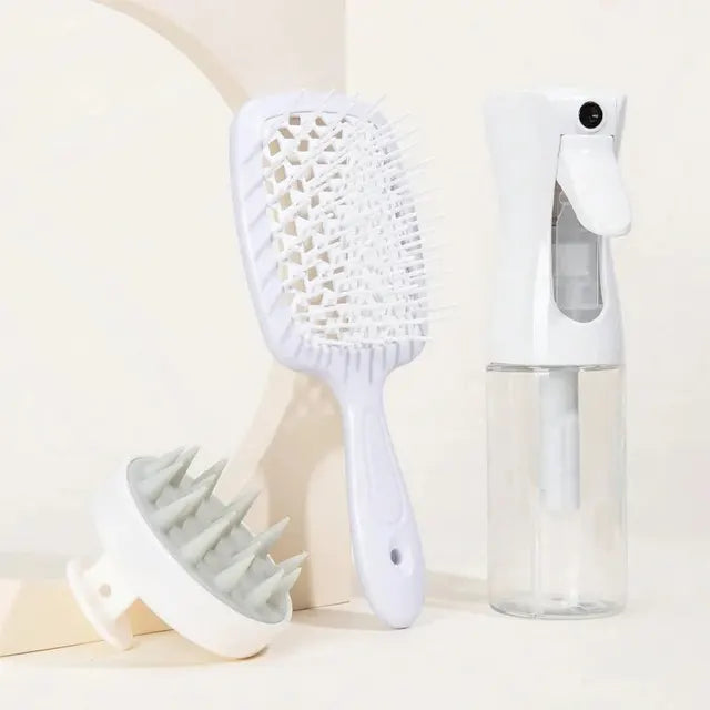 Hollow Comb Set With Spray Bottle 200ml Hair Care Product Set Silicone Shampoo Head Scalp Massage Brush - V.I.P Digital Presence