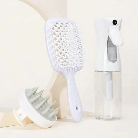 Hollow Comb Set With Spray Bottle 200ml Hair Care Product Set Silicone Shampoo Head Scalp Massage Brush - V.I.P Digital Presence