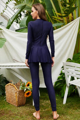 Mock Neck Long Sleeve One-Piece Swimwear - V.I.P Digital Presence