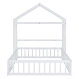 Wooden Full Size Children's Bed with Detachable Headboard and Integrated Clothes Drying Rack, White - V.I.P Digital Presence