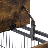 Furniture Style Dog Crate Side Table on Wheels with Double Doors and Lift Top. Rustic Brown, 43.7'' W x 30'' D x 31.1'' H. - V.I.P Digital Presence