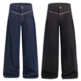 American High Street Design Denim Wide Leg Long Pants Men's Vibe Trendy Side Pleated Loose Casual Trousers - V.I.P Digital Presence