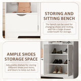Multi-functional Hall Tree with Storage Shelves Drawers Cabinet Elegant Hallway Shoe Cabinet with Bench Modern Coat Rack White - V.I.P Digital Presence