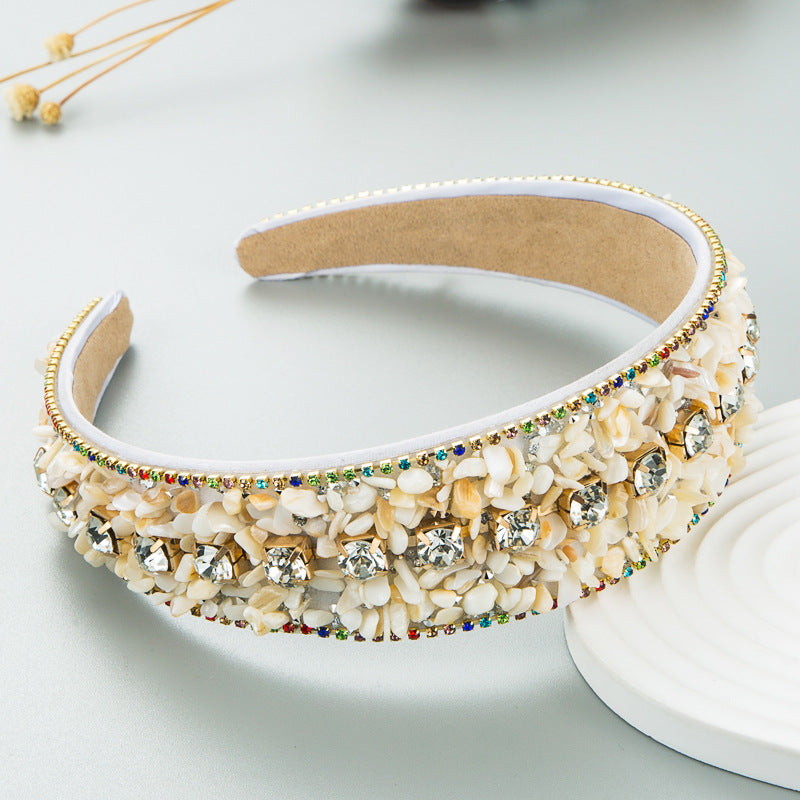 Fashion Design Colorful Turquoise Set Diamond Wide Edge Fabric Candy Color Headband Versatile Headwear - V.I.P Digital Presence