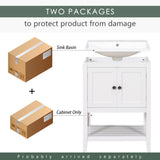 24" White Modern Sleek Bathroom Vanity Elegant Ceramic Sink with Solid Wood Frame Open Style Shelf - V.I.P Digital Presence