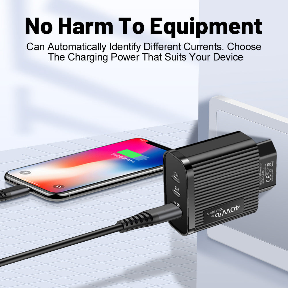 Striped USB+2PD Type-C Mobile Phone Charger Multi Port Travel Charging Head - V.I.P Digital Presence
