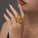 Large aperture hollow exaggerated heavy-duty stainless steel ring - V.I.P Digital Presence