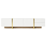 Luxury Fluted TV Stand for TVs Up to 80'', Modern Entertainment Center with Storage Cabinets & Drawer White - V.I.P Digital Presence