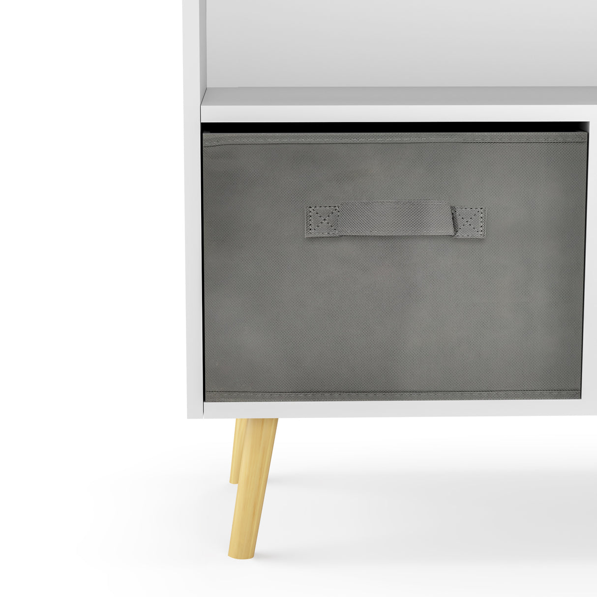 Kids bookcase with Collapsible Fabric Drawers Children's Book Display Toy Storage Cabinet Organizer White/Gray - V.I.P Digital Presence