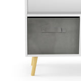 Kids bookcase with Collapsible Fabric Drawers Children's Book Display Toy Storage Cabinet Organizer White/Gray - V.I.P Digital Presence