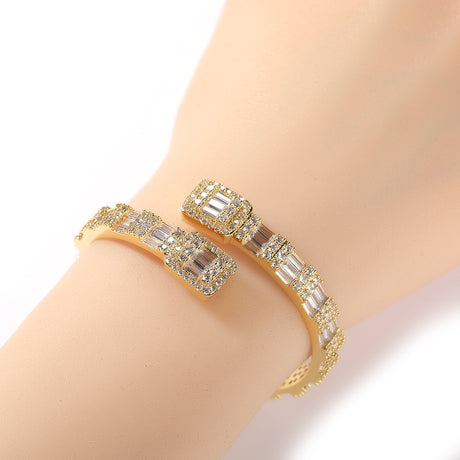 Fashionable Opening Bracelet Ins Style Diamond Set Interwoven Two Color Bracelet Personalized Hip Hop Men's Handpiece - V.I.P Digital Presence