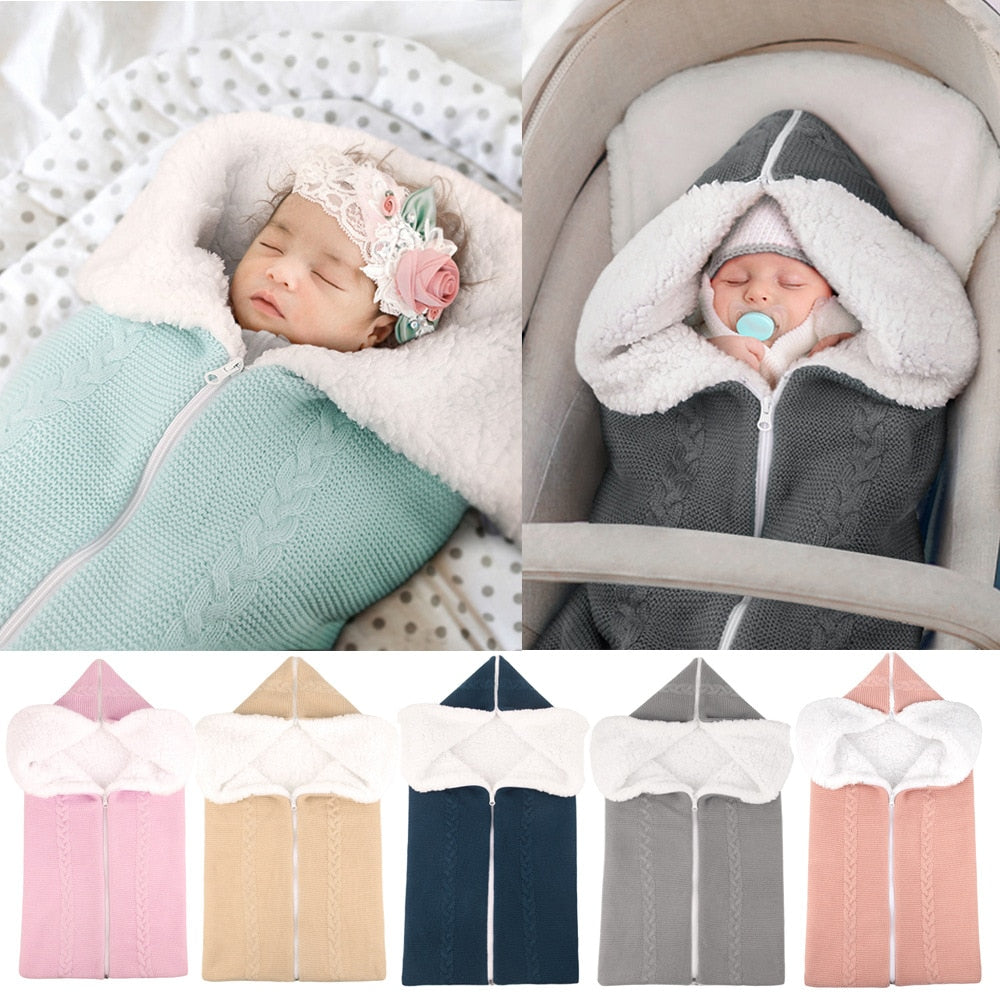 Baby Sleeping Bag Newborn Winter Warm Infant Button Knit Swaddle Wrap Swaddling Stroller  Toddler Blanket Envelope Sleepsacks - V.I.P Digital Presence