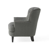 Modern grey fabric club chair and Ottoman set, stylish cushioned armchair, paired with Ottoman style - V.I.P Digital Presence