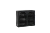 27.56"Glass Doors Modern Two-door Wall Cabinet with Featuring Three-tier Storage Black