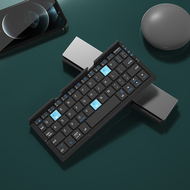 Mini teclado plegable inalámbrico compatible con Bluetooth, teclado plegable para computadora portátil, Windows, Android, tableta, iPad y teléfono. 