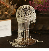 Handmade hollowed out headpiece performance pearl tassel hat - V.I.P Digital Presence