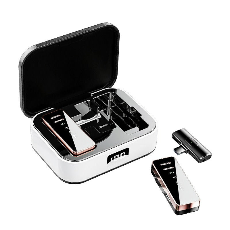 S18 wireless lavalier microphone charging compartment noise reduction reverberation digital display little bee live microphone - V.I.P Digital Presence