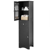 Tall Bathroom Cabinet, Freestanding Storage Cabinet with Drawer and Doors, MDF Board, Acrylic Door, Adjustable Shelf, Black - V.I.P Digital Presence