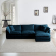 Free Combination Comfy Upholstery Modular Oversized L Shaped Sectional Sofa With Reversible Ottoman, Blue Chenille - V.I.P Digital Presence