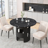 42.12"Modern Round Dining Table with Printed Black Marble Table Top for Dining Room - V.I.P Digital Presence