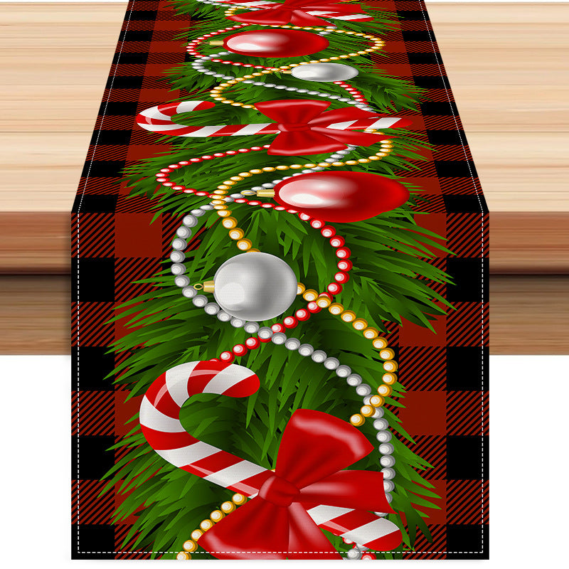 Christmas table flag Christmas candy printed tablecloth TV cabinet decoration white linen tablecloth tea flag pad - V.I.P Digital Presence