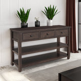 Retro Design Console Table with Two Open Shelves, Pine Solid Wood Frame and Legs for Living Room (Espresso) - V.I.P Digital Presence