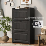 U-Can Shoe Storage Cabinet for Entryway with 3 Flip Drawers, Modern Shoe Organizer Cabinet, Free Standing Shoe Rack Black - V.I.P Digital Presence